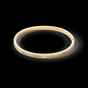 Bangle Stainless Steel & Crystals Gold Multicolour Pastel 19 | COEUR DE LION Cheap