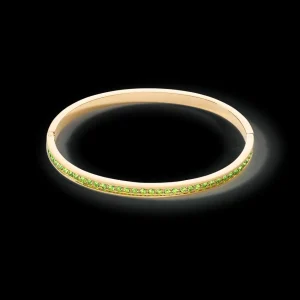 Bangle Stainless Steel & Crystals Gold Green 19 | COEUR DE LION Cheap