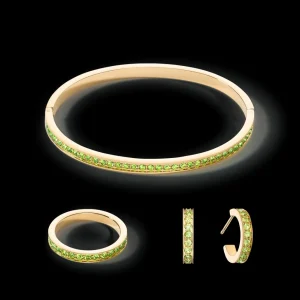 Bangle Stainless Steel & Crystals Gold Green 17 | COEUR DE LION Sale