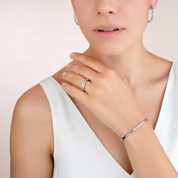 Bangle Stainless Steel & Crystals Pave Multicolour Pastel 17 | COEUR DE LION Cheap