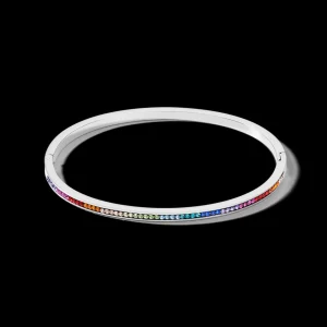 Bangle Stainless Steel Silver & Crystals Pave Multicolour 17 | COEUR DE LION Cheap