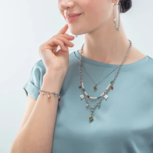 Boho Necklace Freshwater Pearls Silver & Multicolour | COEUR DE LION Online