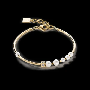 Bracelet Asymmetry Freshwater Pearls & Stainless Steel White-Gold | COEUR DE LION Cheap