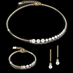 Bracelet Asymmetry Freshwater Pearls & Stainless Steel White-Gold | COEUR DE LION Cheap