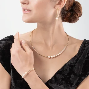 Bracelet Asymmetry Freshwater Pearls & Stainless Steel White-Gold | COEUR DE LION Cheap