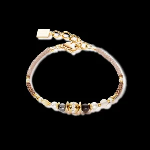 Bracelet Ball Small Gemstones & Crystal Pearls Brown-Gold | COEUR DE LION Clearance