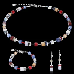 Bracelet Geocube® Crystals & Gemstones Blue-Red | COEUR DE LION Fashion