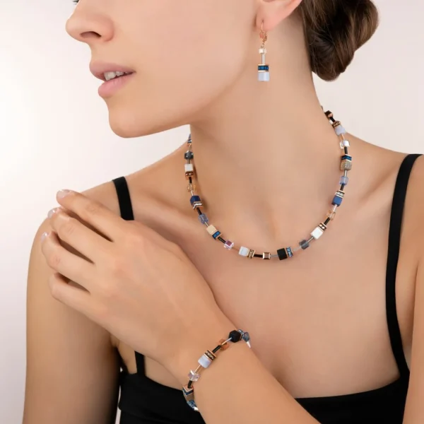 Bracelet Geocube® Crystals & Gemstones Blue-Beige | COEUR DE LION Flash Sale