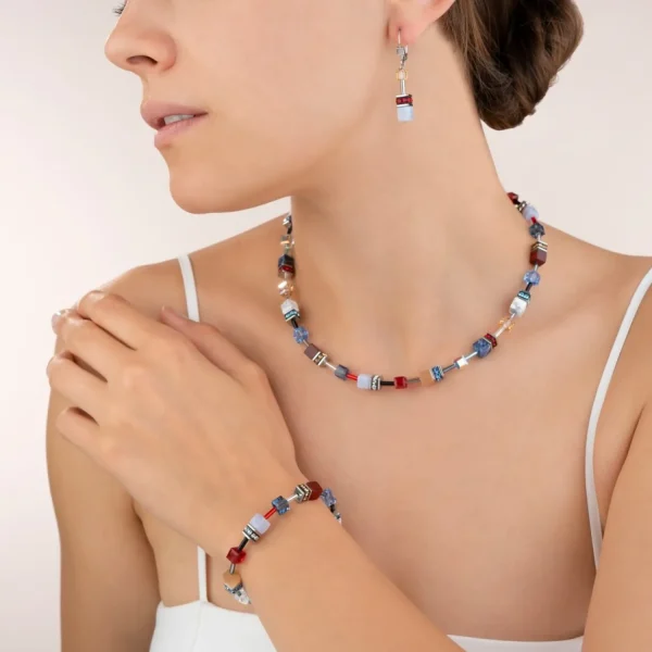 Bracelet Geocube® Crystals & Gemstones Blue-Red | COEUR DE LION Fashion