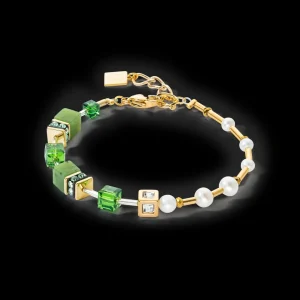 Bracelet Geocube® Fusion Precious Pearl Mix Gold-Green | COEUR DE LION Best Sale