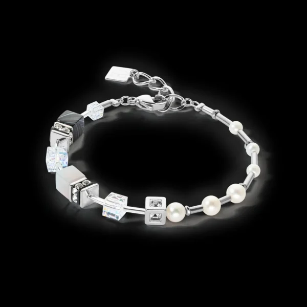 Bracelet Geocube® Fusion Precious Pearl Mix Silver-Grey | COEUR DE LION New