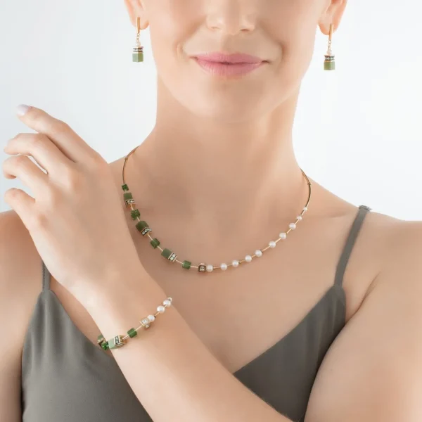 Bracelet Geocube® Fusion Precious Pearl Mix Gold-Green | COEUR DE LION Best Sale