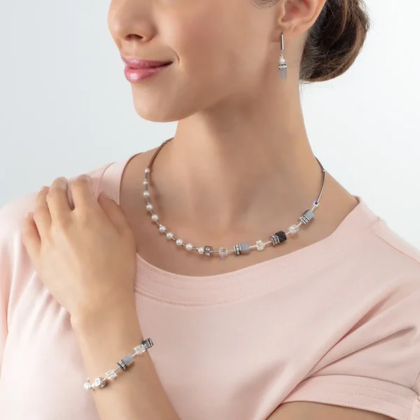 Bracelet Geocube® Fusion Precious Pearl Mix Silver-Grey | COEUR DE LION New