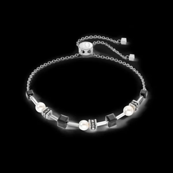 Bracelet Mysterious Cubes & Pearls Silver-Black | COEUR DE LION Best