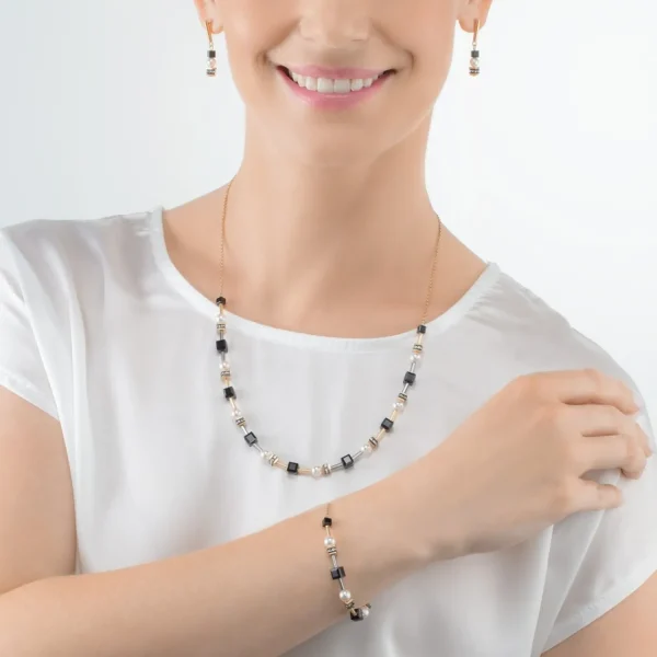Bracelet Mysterious Cubes & Pearls Gold-Black | COEUR DE LION Store