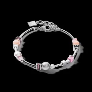 Bracelet Pearls & Cubes Gemstones Silver-Rose | COEUR DE LION Clearance