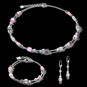 Bracelet Pearls & Cubes Gemstones Silver-Rose | COEUR DE LION Clearance