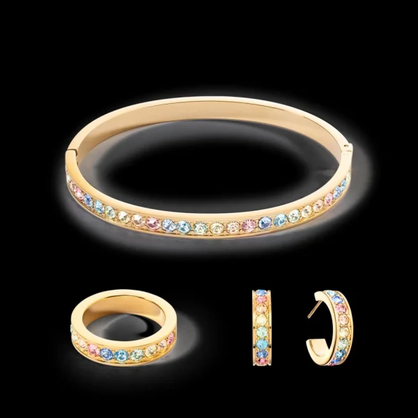 Bracelet Stainless Steel & Crystals Gold Multi Pastel | COEUR DE LION Shop