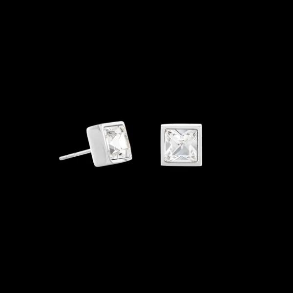 Brilliant Square Big Earrings Silver Crystal | COEUR DE LION Best