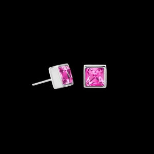 Brilliant Square Big Earrings Silver Pink | COEUR DE LION Sale