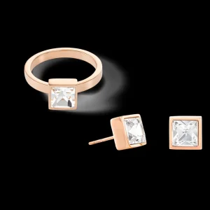 Brilliant Square Big Earrings Rosegold Crystal | COEUR DE LION Sale