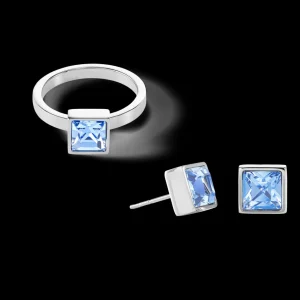 Brilliant Square Big Earrings Silver Light Blue | COEUR DE LION Outlet