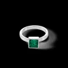 Brilliant Square Big Ring Silver Dark Green | COEUR DE LION Best