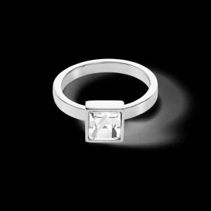 Brilliant Square Big Ring Silver Crystal | COEUR DE LION Sale