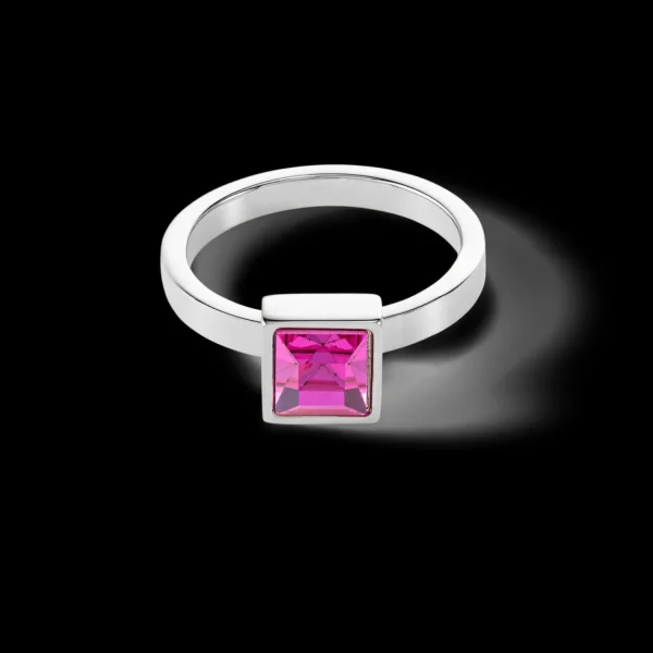 Brilliant Square Big Ring Silver Pink | COEUR DE LION New