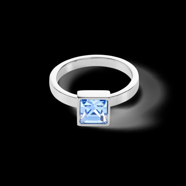 Brilliant Square Big Ring Silver Light Blue | COEUR DE LION New