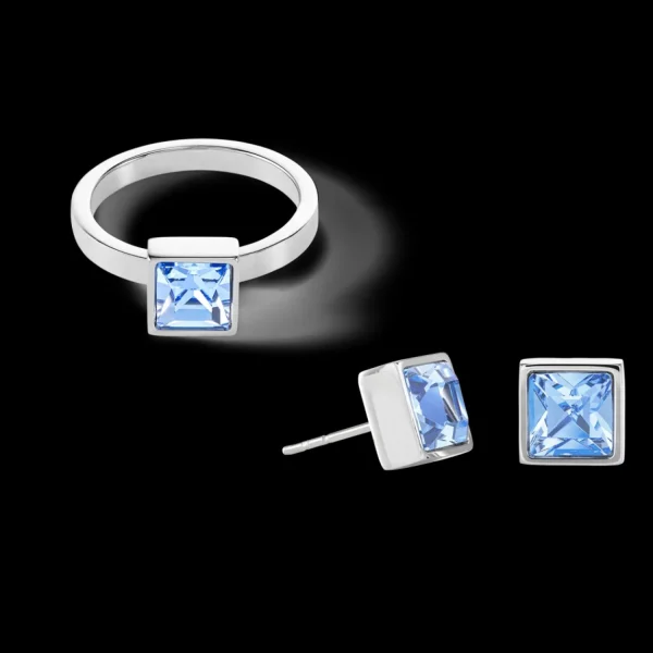 Brilliant Square Big Ring Silver Light Blue | COEUR DE LION Flash Sale