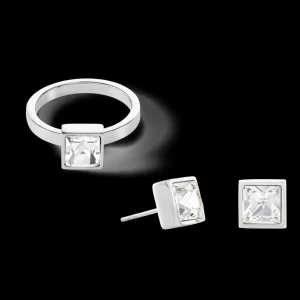 Brilliant Square Big Ring Silver Crystal | COEUR DE LION Sale