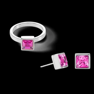 Brilliant Square Big Ring Silver Pink | COEUR DE LION New