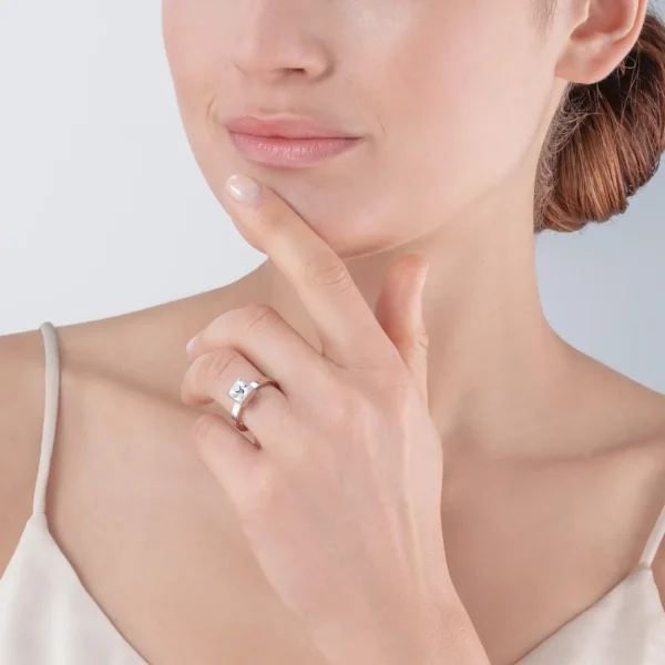 Brilliant Square Big Ring Silver Crystal | COEUR DE LION Sale