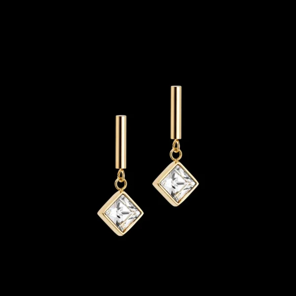 Brilliant Square Earrings Gold-Crystal | COEUR DE LION Discount