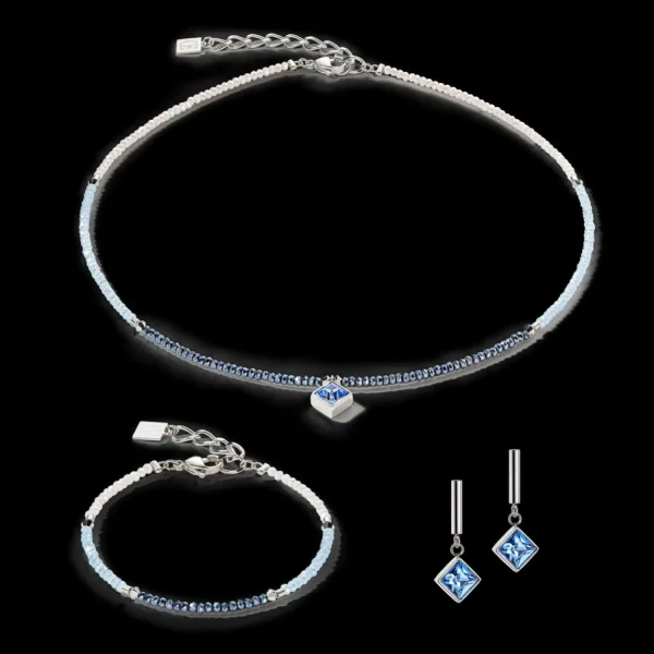 Brilliant Square Earrings Silver Light Blue | COEUR DE LION Cheap