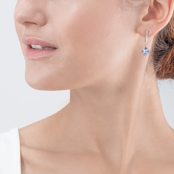 Brilliant Square Earrings Silver Light Blue | COEUR DE LION Cheap