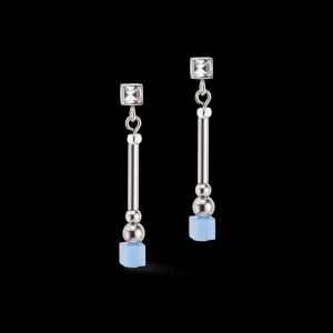 Brilliant Square Layer Earrings Silver Light Blue Pink | COEUR DE LION Store