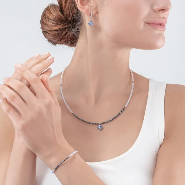 Brilliant Square Necklace Silver Light Blue | COEUR DE LION Cheap