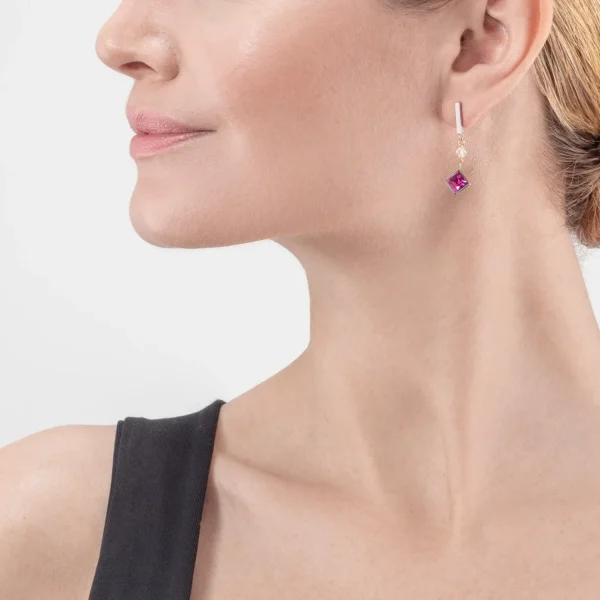 Brilliant Square Precious Earrings Multicolour Vintage | COEUR DE LION Sale