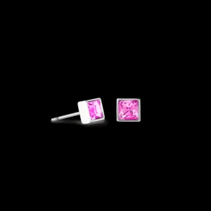 Brilliant Square Small Earrings Silver Pink | COEUR DE LION Cheap