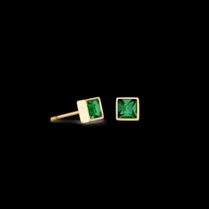 Brilliant Square Small Earrings Gold Dark Green | COEUR DE LION Flash Sale