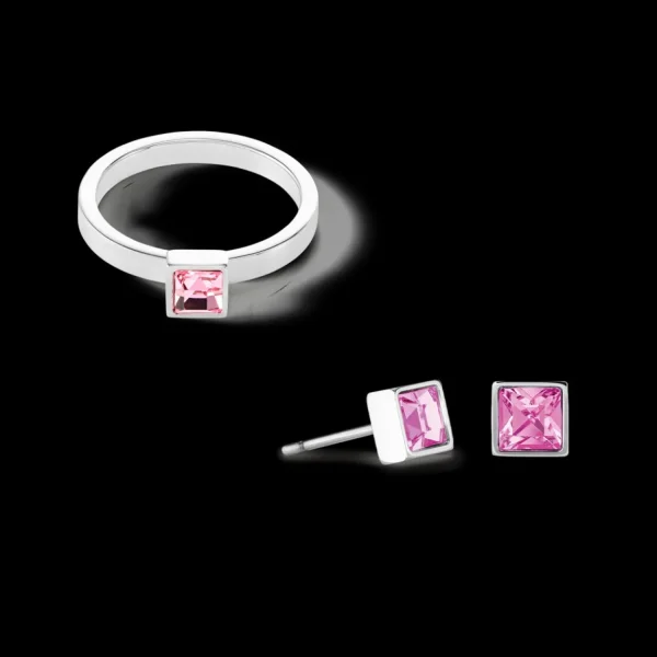 Brilliant Square Small Earrings Silver Pink | COEUR DE LION Cheap