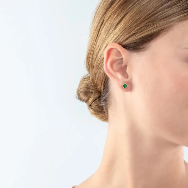 Brilliant Square Small Earrings Gold Dark Green | COEUR DE LION Flash Sale