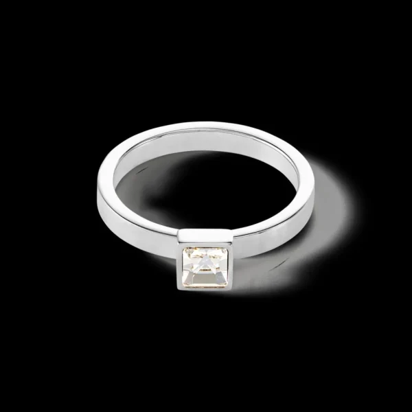 Brilliant Square Small Ring Silver Crystal | COEUR DE LION Store