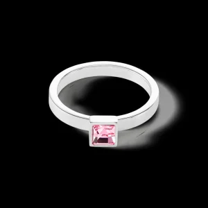 Brilliant Square Small Ring Silver Light Pink | COEUR DE LION Best