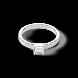 Brilliant Square Small Ring Silver Crystal | COEUR DE LION Hot