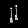 Cube Story Minimalistic Earrings Gold-Turquoise | COEUR DE LION Shop