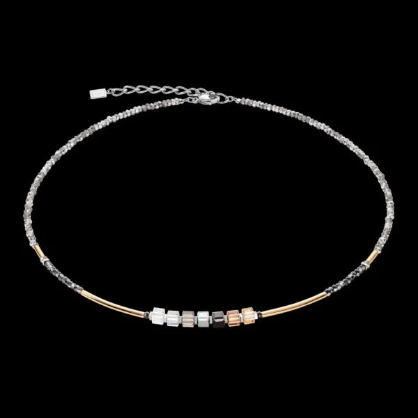 Cube Story Minimalistic Sparkling Necklace Grey Gold | COEUR DE LION Discount