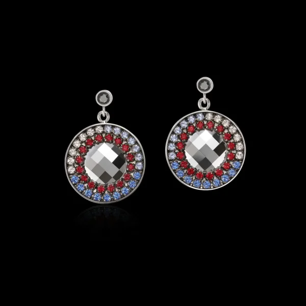 Earrings Amulet Crystals & Mesh Blue-Red | COEUR DE LION Flash Sale